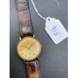 A gents Smiths Delux wrist watch, 9ct with seconds dial, W/O
