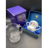 A Dartington Glass Limited Edition Princess Di tankard, 1981 and a Mrs Thatcher boxed Royal