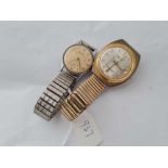 Two gents wrist watches by Genova with date aperture and Nidor with seconds dial