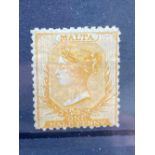 MALTA SG (1871) Yellow orange shade perf 12 ½ mint Gum imperfections cat £425