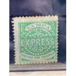 SAMOA 1877 5/- yel. Green unused 12 ( no gum) NOT a reprint Cat £600