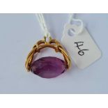 An amethyst set swivel fob, 9ct, 4.8 g inc.