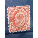 FALKLANDS Sg44d (1908) Copper red shade on thick paper Mint Cat £225