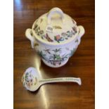 A good Portmeirion soup tureen cover and ladle, 12" high