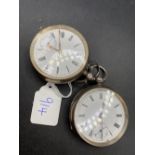 Two gents silver pocket watches, both with seconds dial