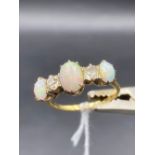 A vintage 5 stone opal & diamond ring set in 18ct gold size T 4g inc