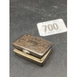 A 19th Century Chinese pill box with hinged cover engraved with flowers by HK?