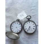 One gents silver hunter pocket watch and one open faced pocket watch