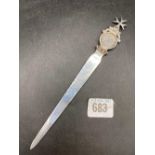 A Maltese silver (800 standard) paperknife inset with coin dated 1776, 7.5" long