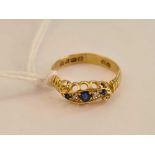 A Edwardian sapphire and diamond five stone gypsy ring Chester 1907 18ct gold size L 2.8 gms