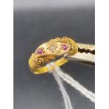 A ruby and diamond 15ct gold gypsy ring 1894 size M 2.3g inc