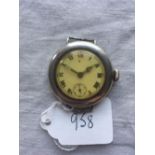A silver trench style wrist watch