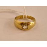 A ANTIQUE VICTORIAN ROSE DIAMOND GYPSY SET RING 18CT GOLD SIZE I 3.3 GMS