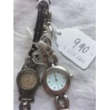 Two gents silver wrist watches