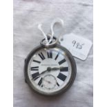 A gents large silver pocket watch improved pattant