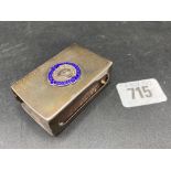 A silver and enamel match box holder for the electrical engineers, Birmingham 1924