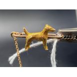 A Edwardian high carat gold fox terrier brooch on 9ct pin 3.4 gms
