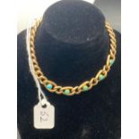 A EDWARDIAN TURQUOISE SET CURB LINK BRACELET 15CT GOLD 10 GMS