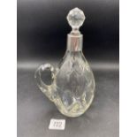 A silver mounted decanter with cut glass body, 7" high, Sheffield 1897