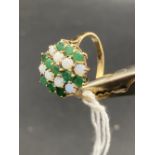 A opal and emerald cluster ring 9ct size Q 3.4 gms