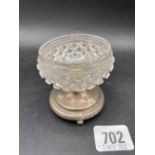 An 19th Century Continental salt with silver base and cut glass bowl, 2.5" wide