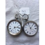 Two gents silver pocket watches one with glass missing