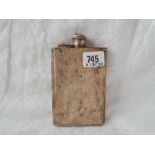 An oblong hip flask with bayonet cover, 5.5" high, Birmingham 1944, 155g