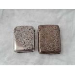 2 good Vesta Cases with engraved decoration, Birmingham 1893 One 1894