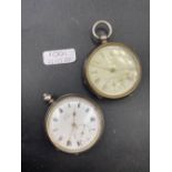 Two gents silver pocket watches both with seconds dial one having no winder