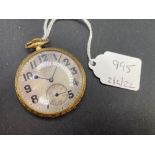 A gents rolled gold WALTHAM pocket watch with second dial W/O