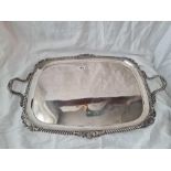 A good Georgian style tray with gadroon and shell border, plain centre, 25" over handles, London