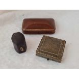 3 Antique jewellery boxes, a Georgian ring box, a square pendant box by Colin Wood and a domed