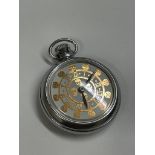 Vintage Masonic memento mori pocket watch working