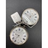 Two gents silver pocket watches both with seconds dial