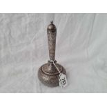 Eastern silver flask with pull off cover. 6.5 inch high. 155 gms