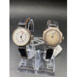 Two gents silver wrist watches both with seconds dial