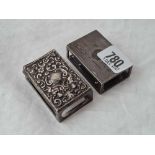 Two matchbox holders, one embossed