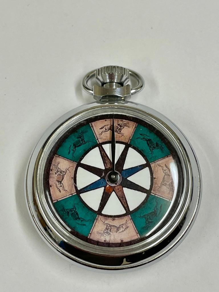 Vintage gambling horse racing spinning pocket watch game