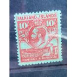 FALKLANDS SG125 (1929). 10sh Whale and Penguin issue. Mint. Cat £225