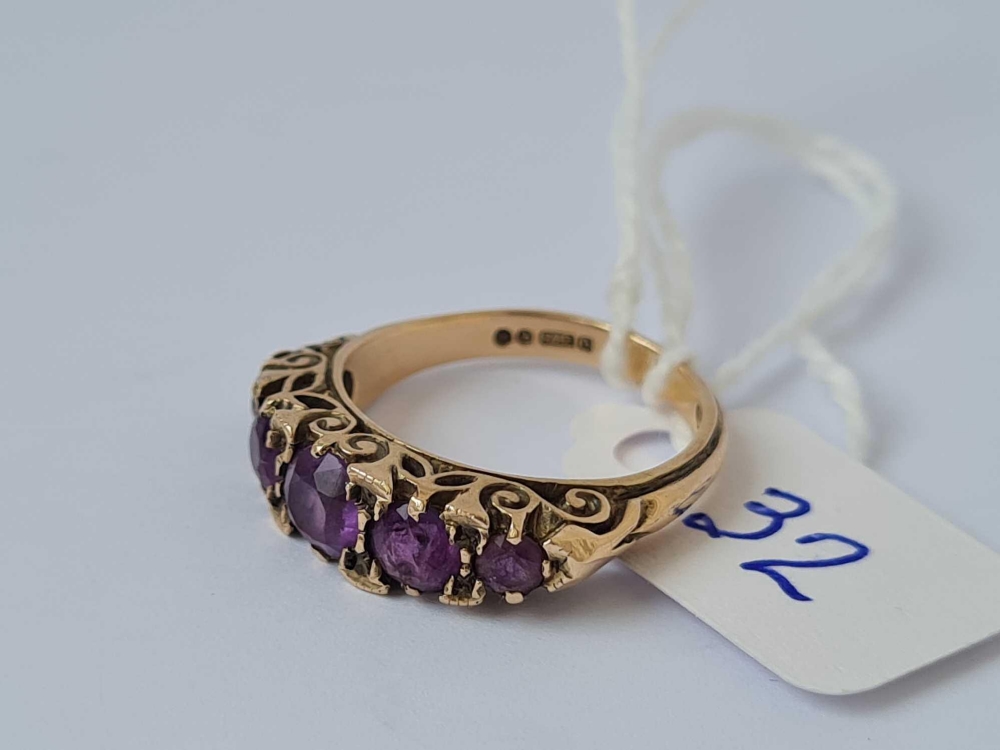 A five stone amethyst ring 9ct size L 3.6 gms - Image 2 of 3