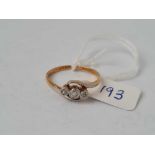 A three stone diamond ring 18ct gold size Q 2.7 gms