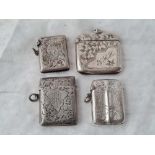 4 more Vesta Cases with engraved with scrolls, Birmingham 1909 etc..