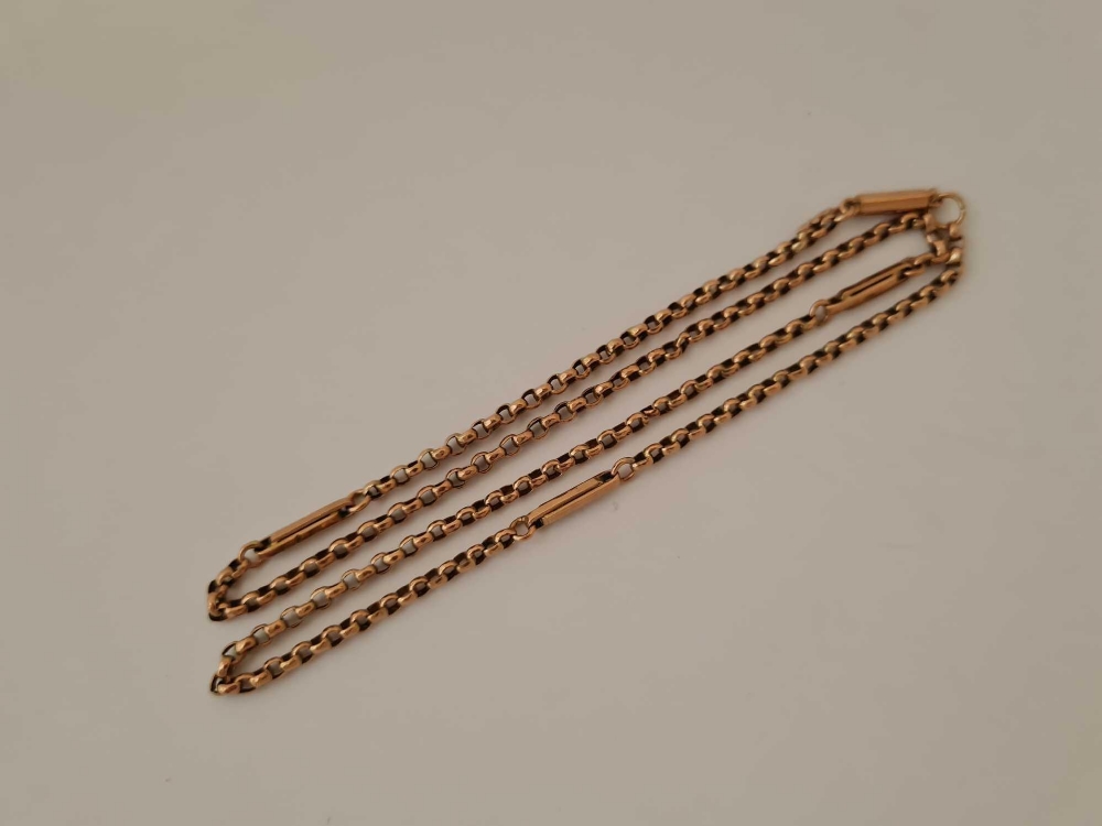 Victorian fancy 9ct chain with barrel clasp, length 16.5 inches