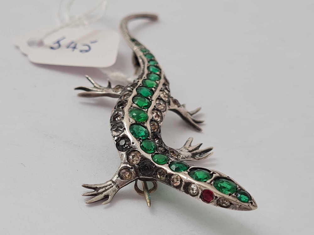 A antique silver paste lizard brooch - Image 2 of 4