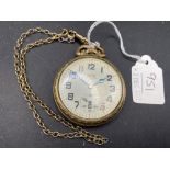 A gents rolled gold ELGIN pocket watch with seconds dial on metal chain