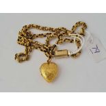 A FANCY VICTORIAN 15CT HEART LOCKET AND CHAIN 11.2g inc