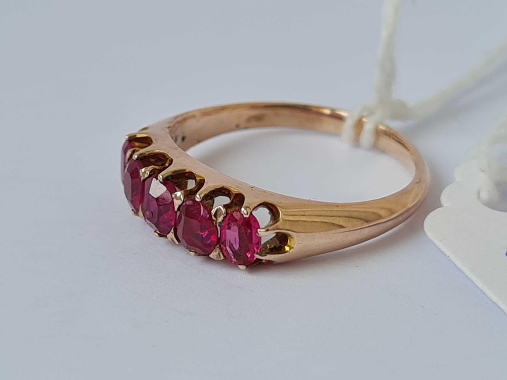 A Victorian five stone ruby ring 15ct gold size M 2.4 gms - Image 3 of 4