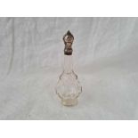 An antique Dutch scent bottle with glass body, 5 1/4" high