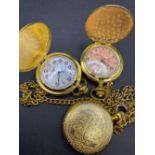 Three modern gilt pocket watches