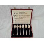 A set of six coffee spoons with British hallmarks, boxed